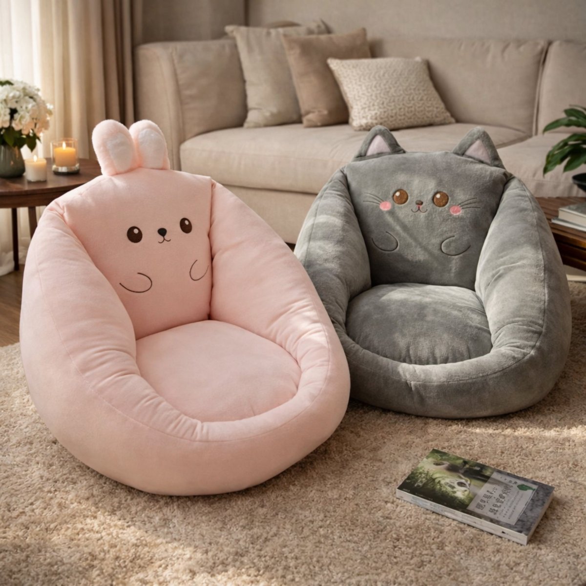 Sitzsack Plüsch mit Tiermotiv – weicher Bodensessel