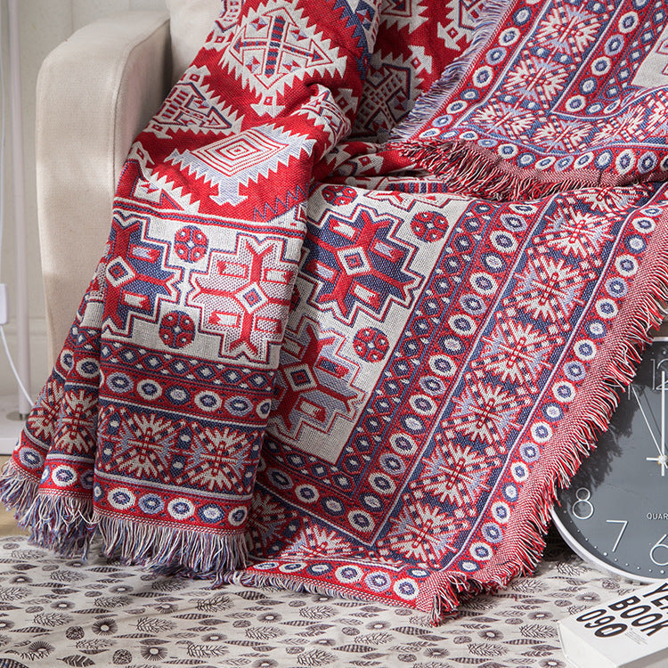 Überwurf Bohemian mit Quasten – Wendbares Design aus Baumwolle