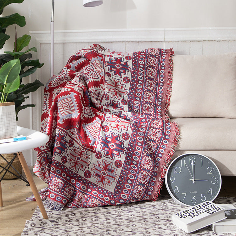 Überwurf Bohemian mit Quasten – Wendbares Design aus Baumwolle