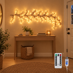 LED-Lichterzweig 160 cm, 72 LEDs warmweiß, USB-Betrieb & Fernbedienung – braun, Weidenoptik
