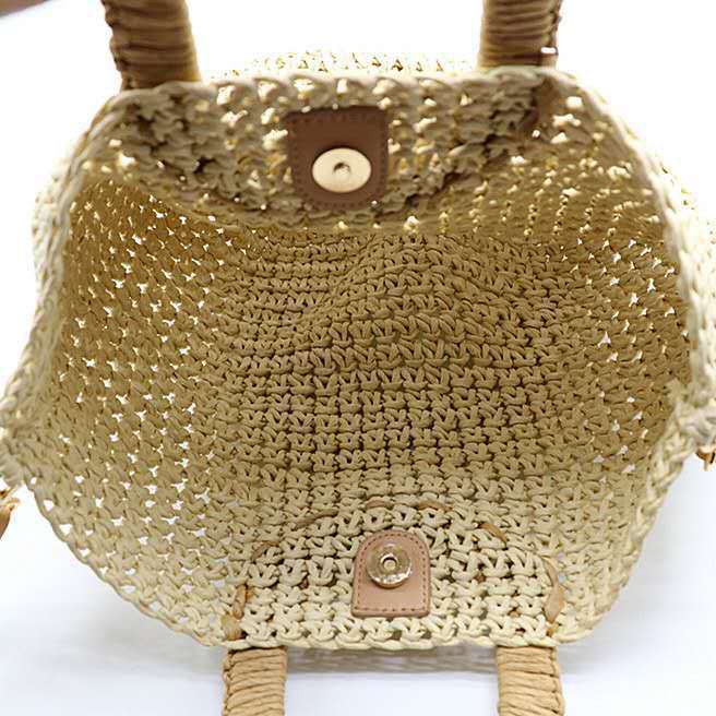 Strandtasche Stroh mit Holzgriff – Geflochten, geräumig