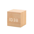 Digital LED cube alarm clock with temperature display