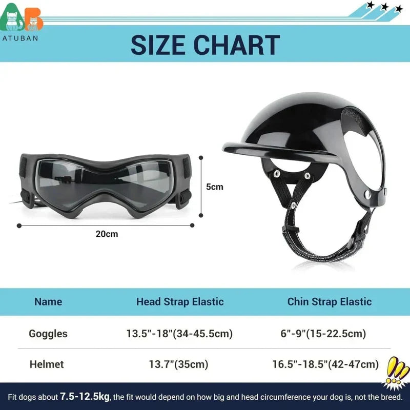 Hundehelm mit Schutzbrille – verstellbares Set