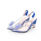 Sandalen mit Blütenverzierung und Strass