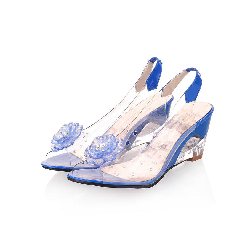 Sandalen mit Blütenverzierung und Strass