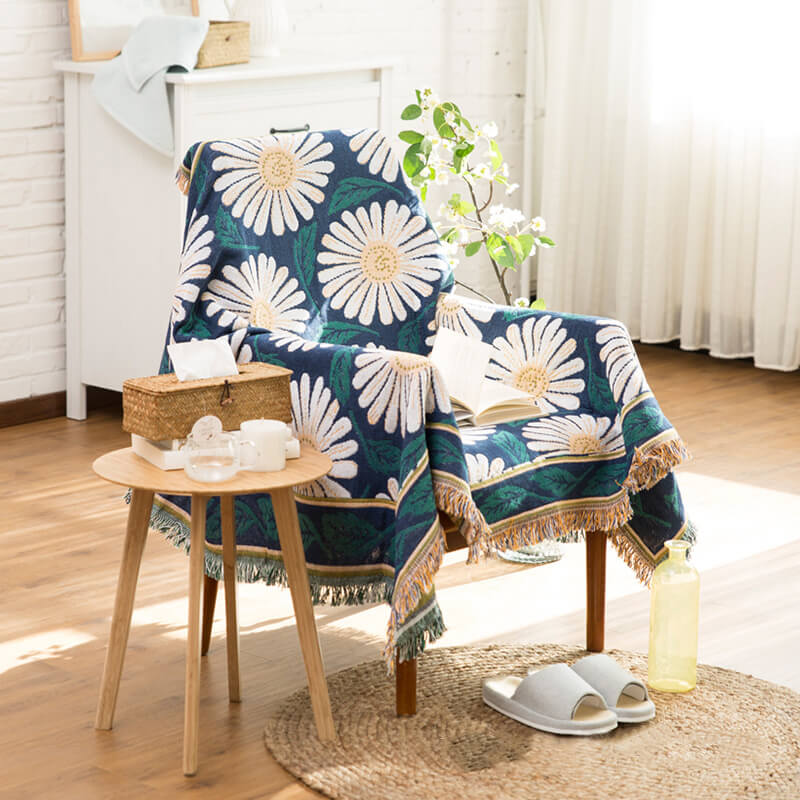 Überwurf Bohemian mit Quasten – Wendbares Design aus Baumwolle