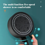 High-pressure shower head with 5 spray types and self-cleaning function