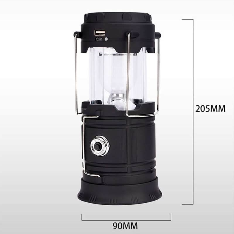 LED camping lamp solar USB power bank gold extendable 14-19 cm