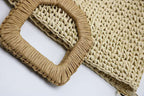 Straw Beach Bag with Wooden Handle – Woven, Spacious
