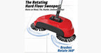 Sweeper with 360° rotating brushes and adjustable handle
