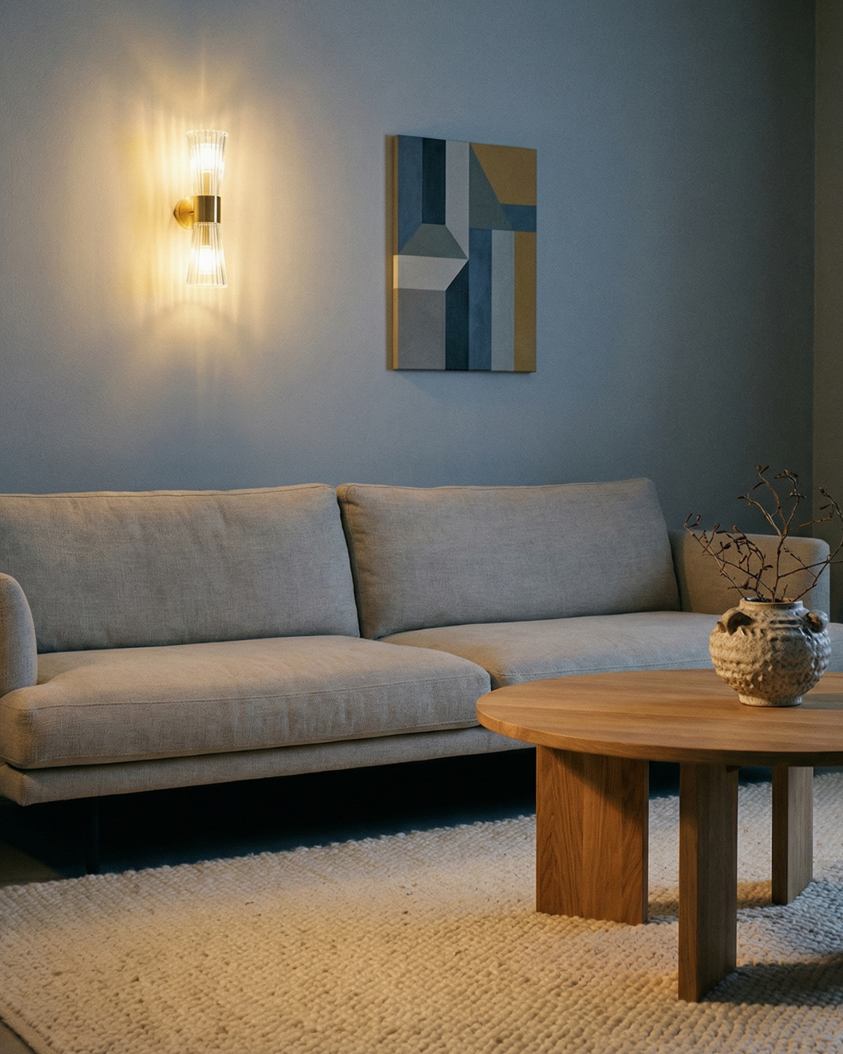 Wall lamp made of crystal glass with double shade