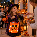 LED-Kürbiskorb für Halloween mit Griff