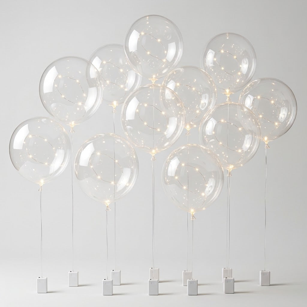 LED balloon lights 10-piece set - atmospheric decorations for gardens & parties, with no outlet needed