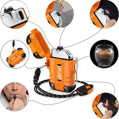 Elektrisches Sturmfeuerzeug wasserdicht IP56 mit USB-C