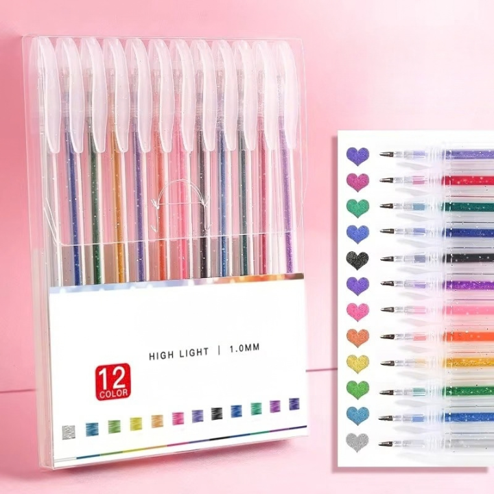 Glitter gel pen set with 1.0-mm ballpoint tip - 8 to 48 colors
