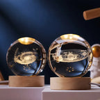 3D Gravierte Kristallkugel-Lampe – Warmes LED-Nachtlicht