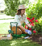 Garden knee pad with tool pockets and seat function