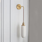Wandlampe Messing mit geriffelte Glasschirm - Modern Industrial