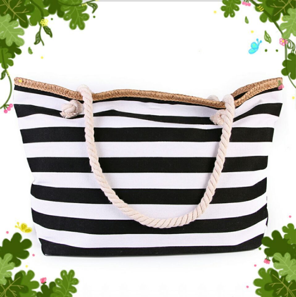 Strandtasche gestreift mit Seilhenkeln