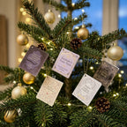 Book advent calendar with 25 mini books on a bookshelf, turquoise