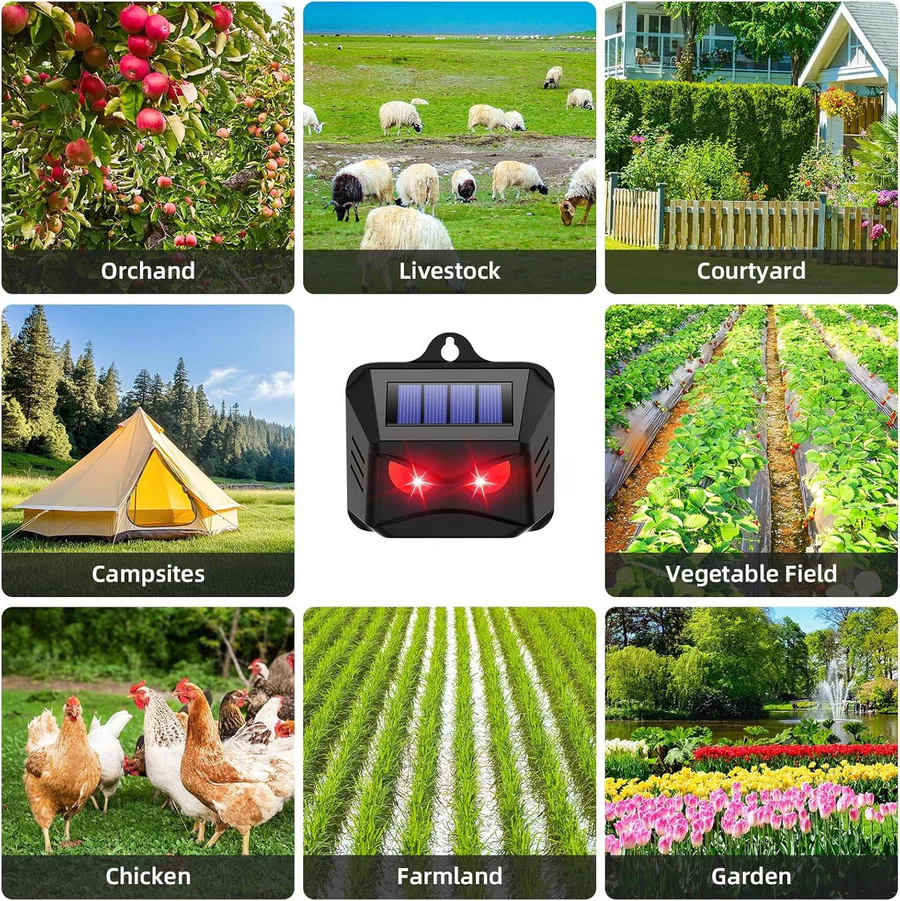 Solar Tierabwehr mit Ultraschall gegen Gartenschädlinge