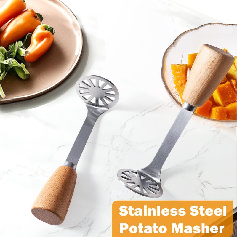 Kartoffelstampfer Edelstahl mit Holzgriff