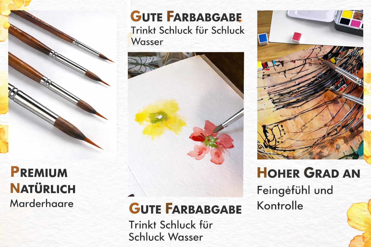Detailpinsel-Set Holzgriff für Feinarbeiten