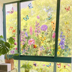 Fensteraufkleber mit Blumen- und Schmetterlingmotiven