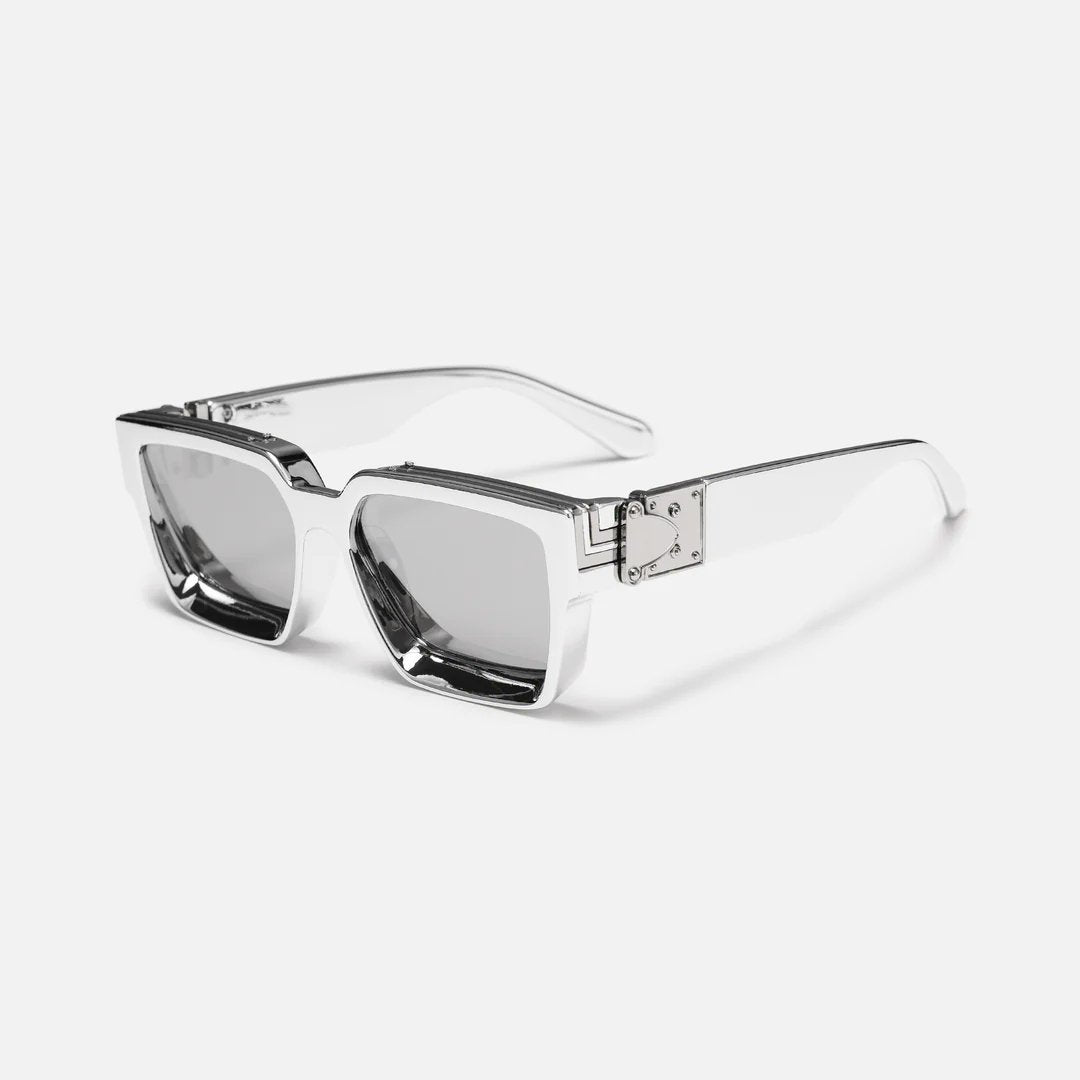 Sonnenbrille mit eckigem Rahmen und Metalldetails