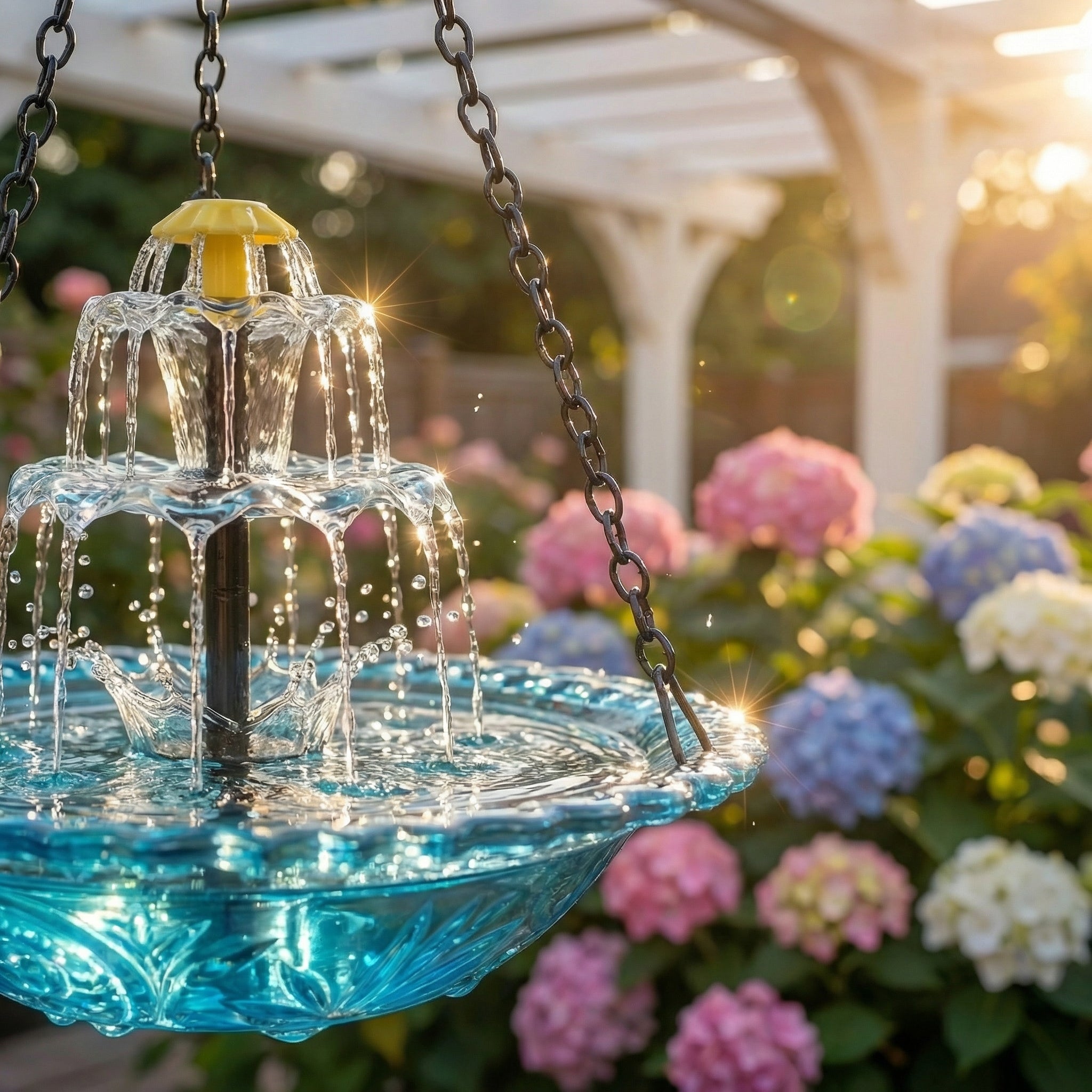 Solar bird bath with fountain – wireless, two-stage, attracts birds