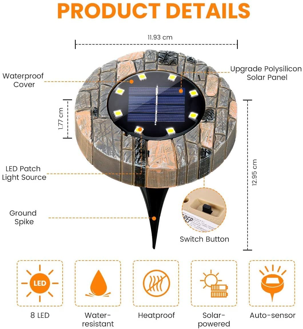 Solar garden light LED with ground spike for path lighting