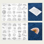 Embroidery set with water-soluble template for clothing