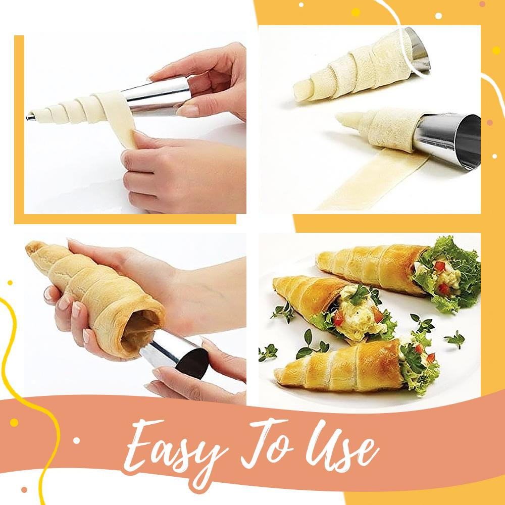 Horn-Shaped Pastry Molds Set – Bake Crispy Cream Rolls at Home