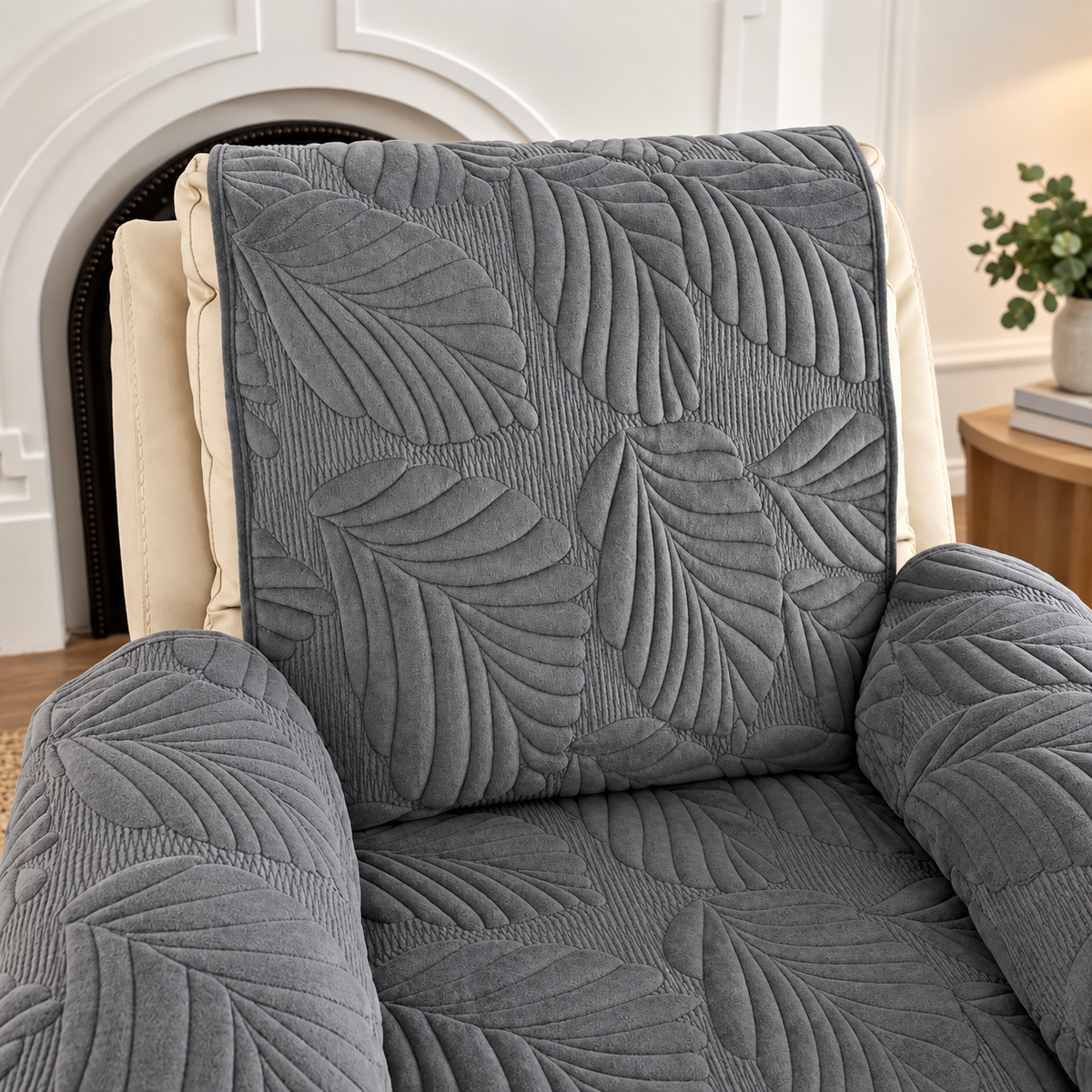 Sesselschoner Relaxsessel Blattmuster Mikrofaser