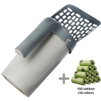 Cat litter scoop with collection container and poop bags