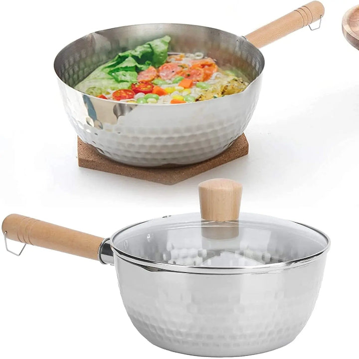 Milchtopf Edelstahl mit Glasdeckel – 0,95 L