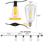 Weatherproof LED string lights with shatterproof bulbs