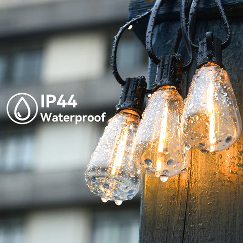 Weatherproof LED string lights with shatterproof bulbs
