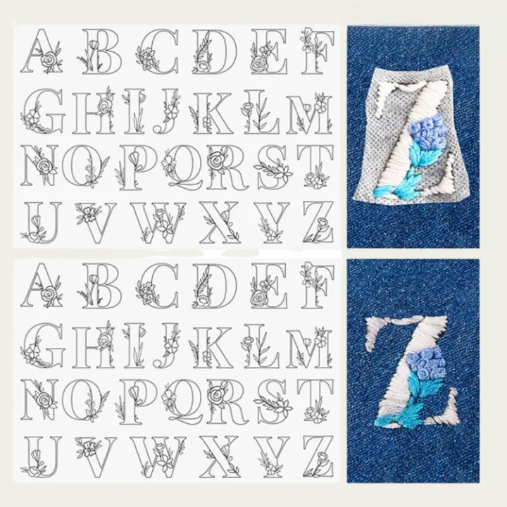 Stickerei-Set mit wasserlöslicher Vorlage für Kleidung