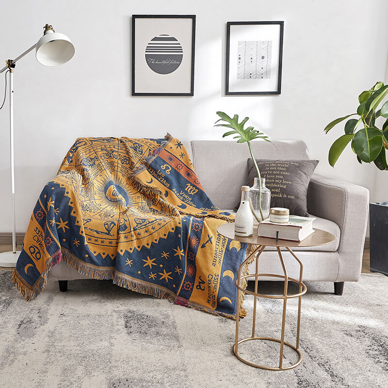 Überwurf Bohemian mit Quasten – Wendbares Design aus Baumwolle