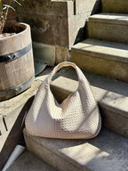 Braided Leather Hobo Bag with Zipper
