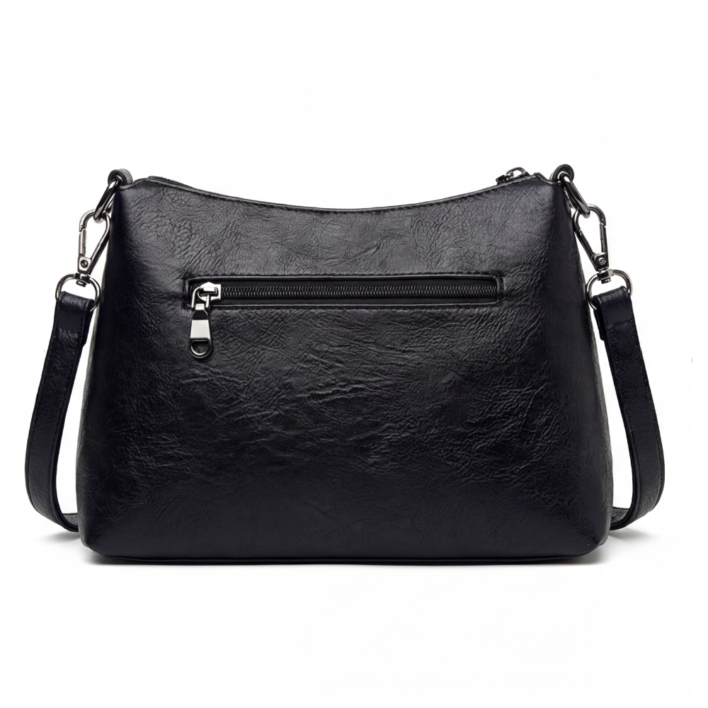 Soft Faux Leather Crossbody Bag – 3 Compartments