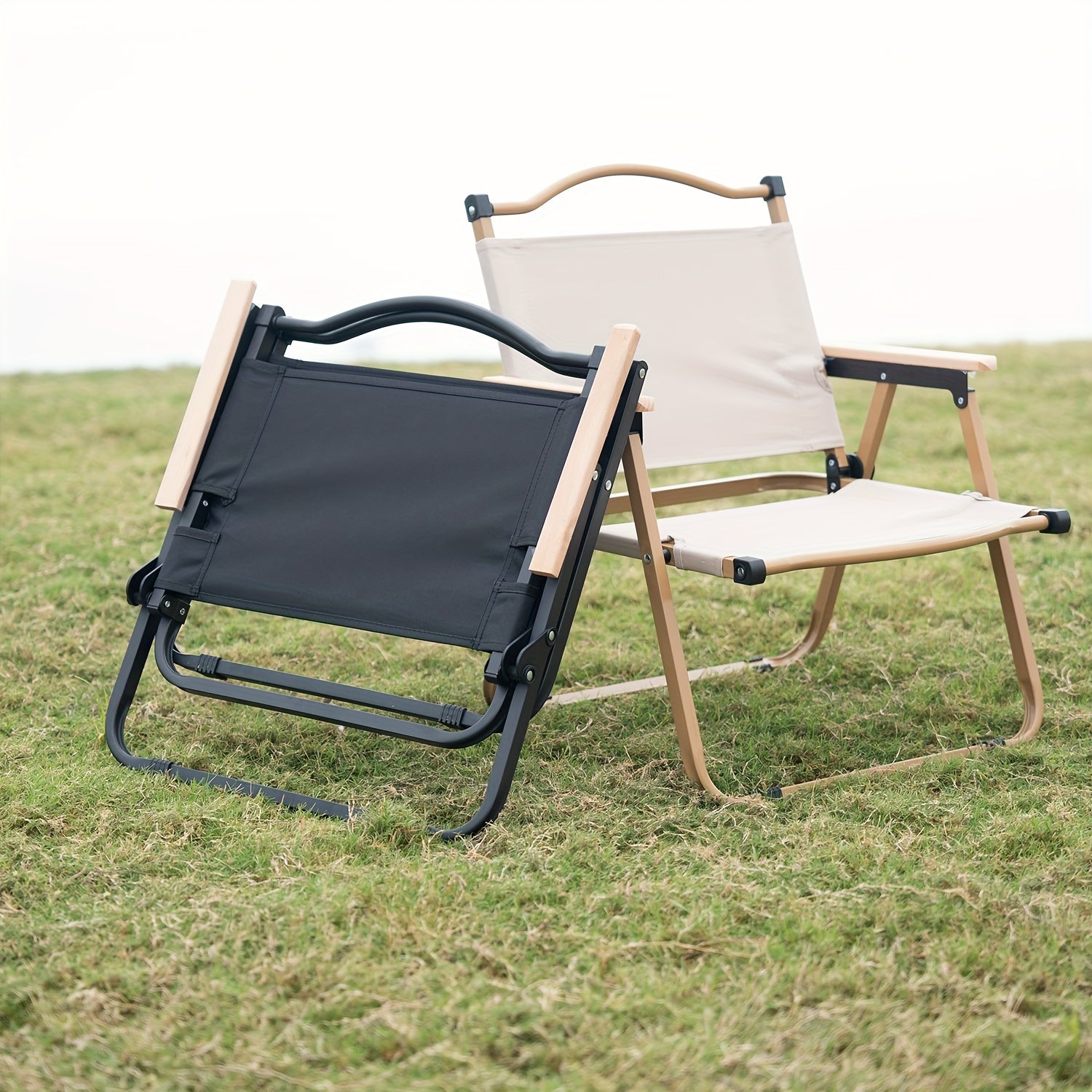Folding camping chair with aluminum frame