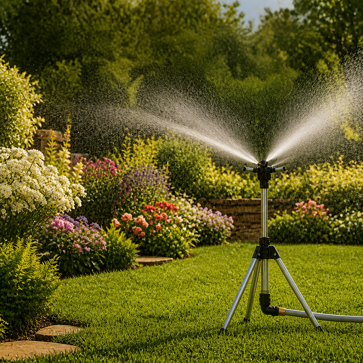 Gartenbewässerung 360° mit höhenverstellbarem Sprühkopf