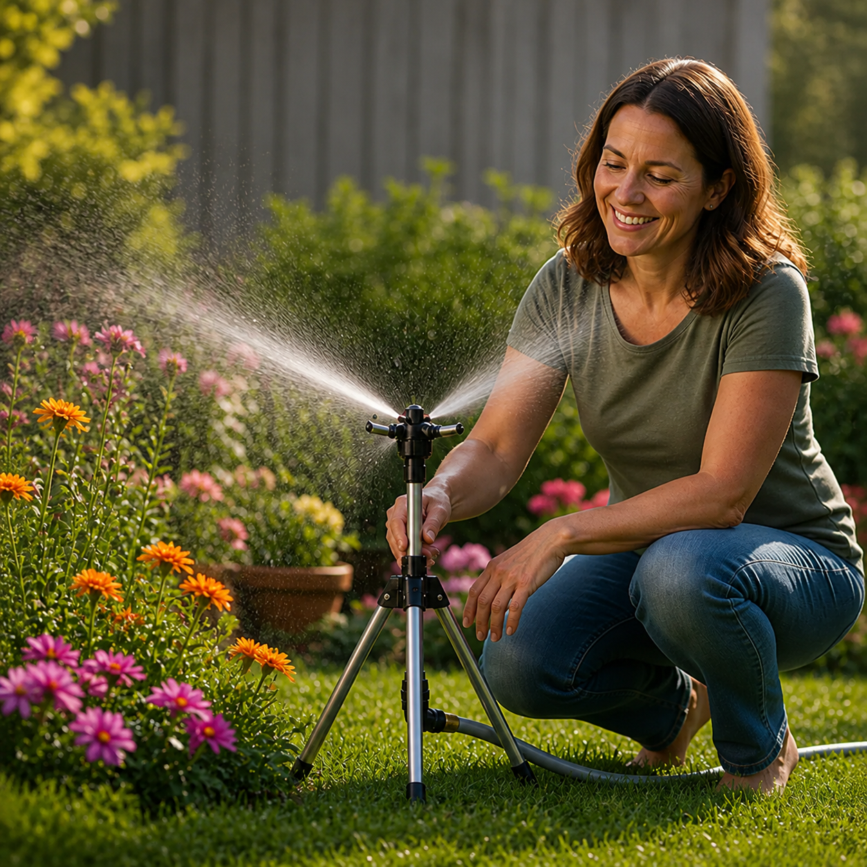 Gartenbewässerung 360° mit höhenverstellbarem Sprühkopf