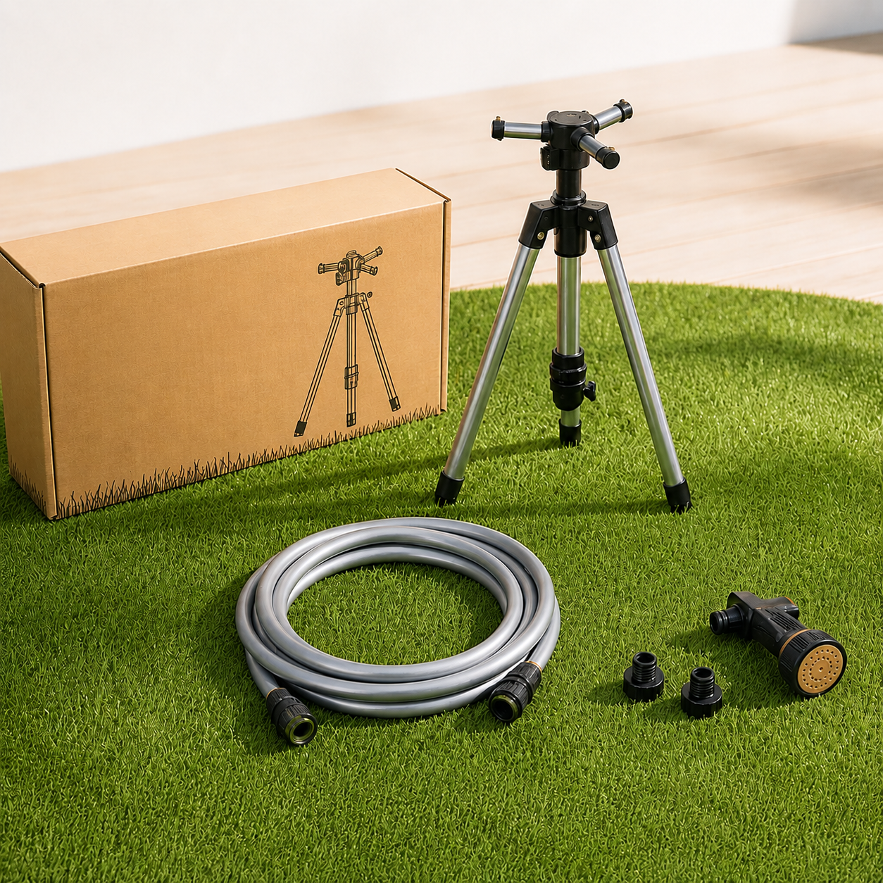 Gartenbewässerung 360° mit höhenverstellbarem Sprühkopf