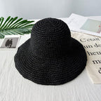 Straw sun hat with wide brim