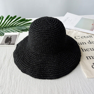 Straw sun hat with wide brim