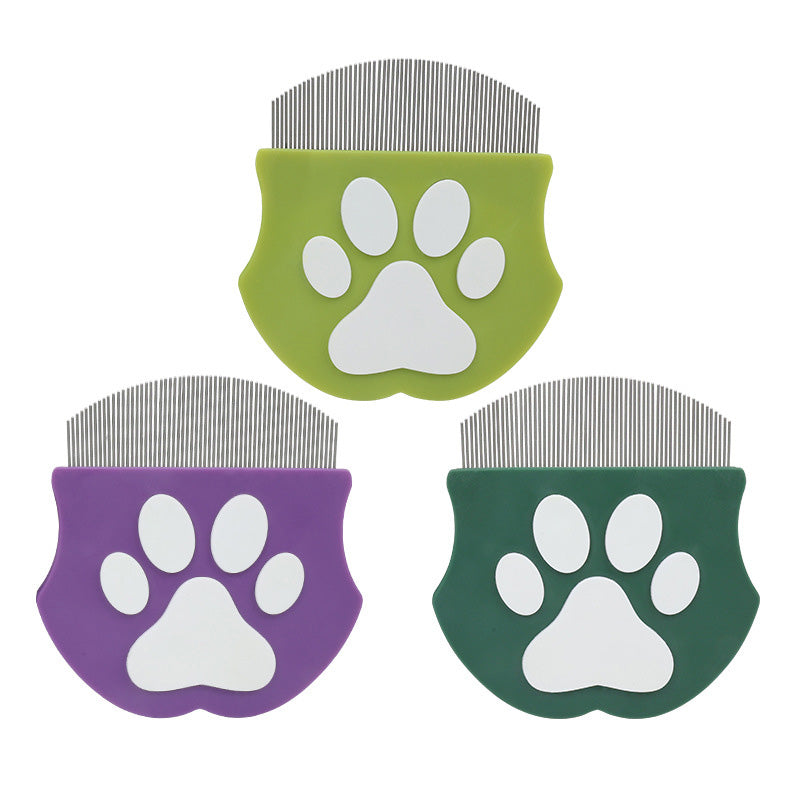 Pet comb with paw print handle