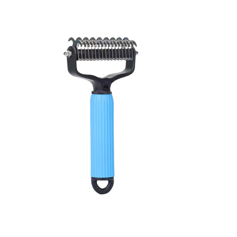 Fur grooming brush for dogs and cats with safety blades